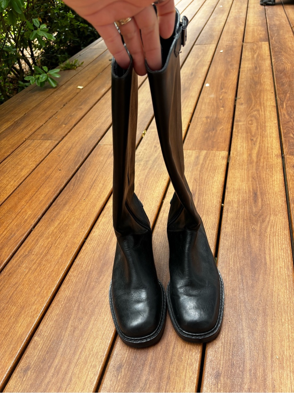 Ralph Lauren Black Calf Austin Women's Knee-High Leather Boots